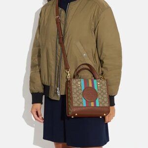 NWT Coach Dempsey Tote 22 In Signature Jacquard With Stripe And Coach Patch